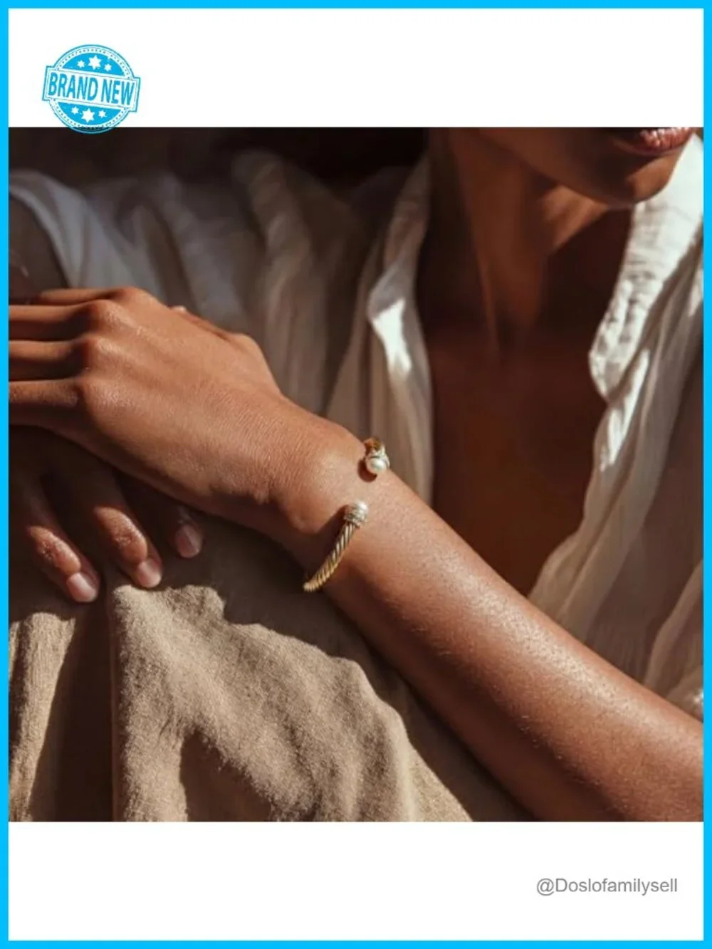 14K Gold Plated Open Cuff Bangle Bracelet Adjustable Twisted Cable Charm